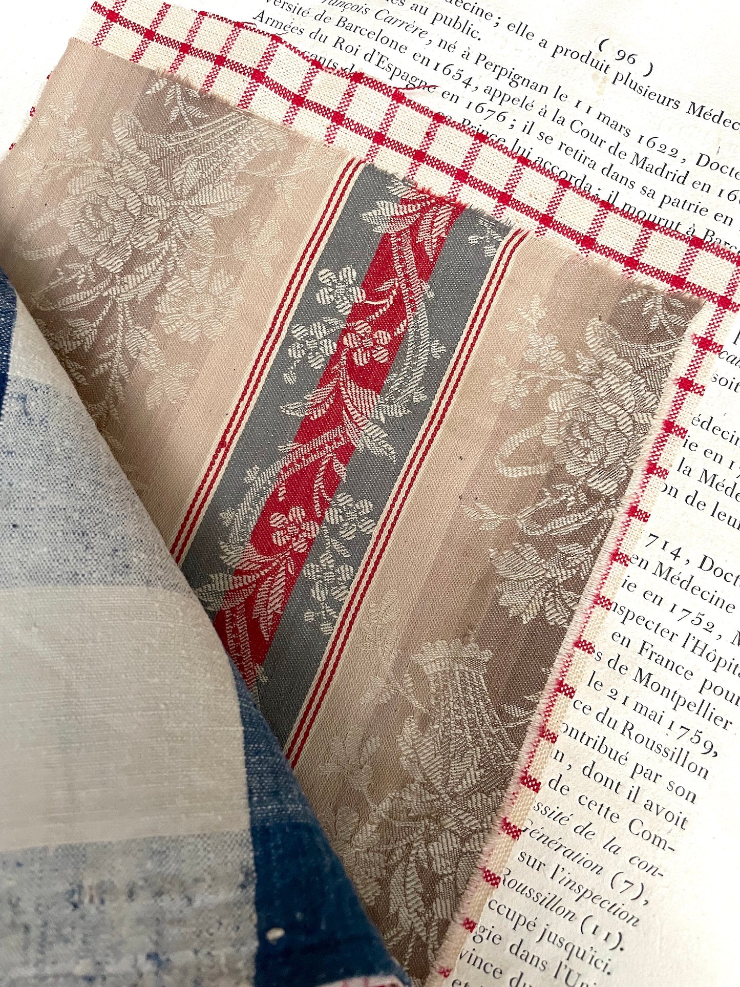 Antique French Red & Blue Fabric Pack