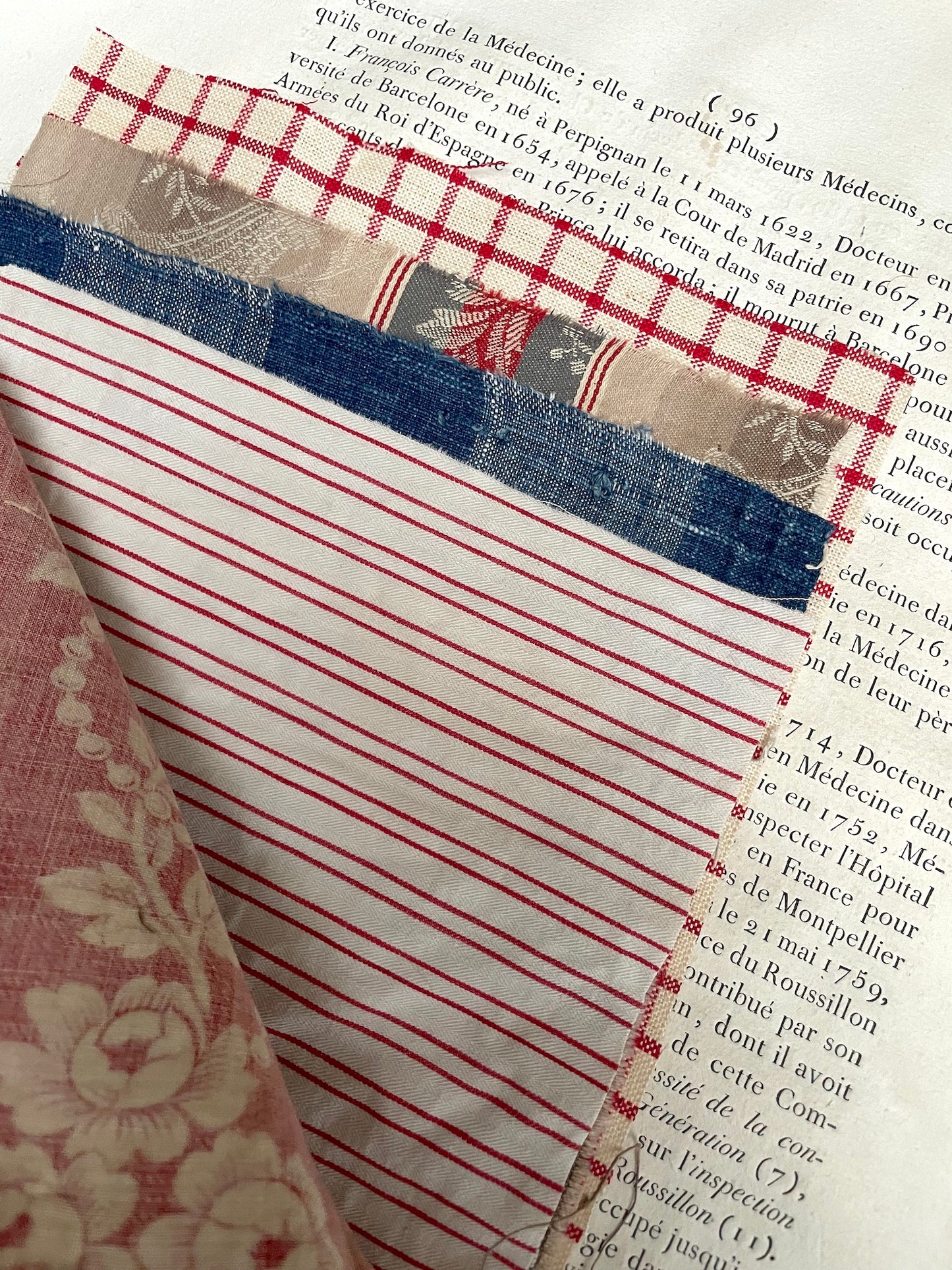 Antique French Red & Blue Fabric Pack