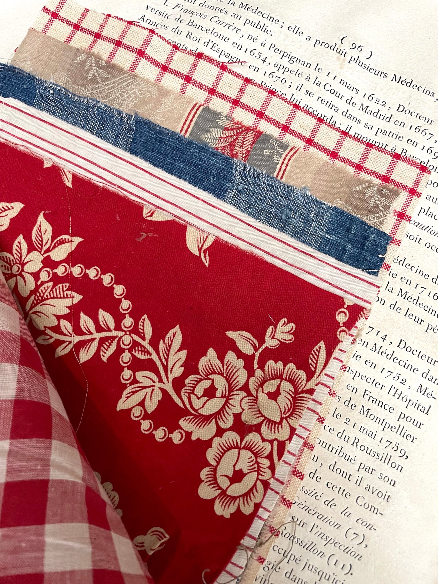 Antique French Red & Blue Fabric Pack