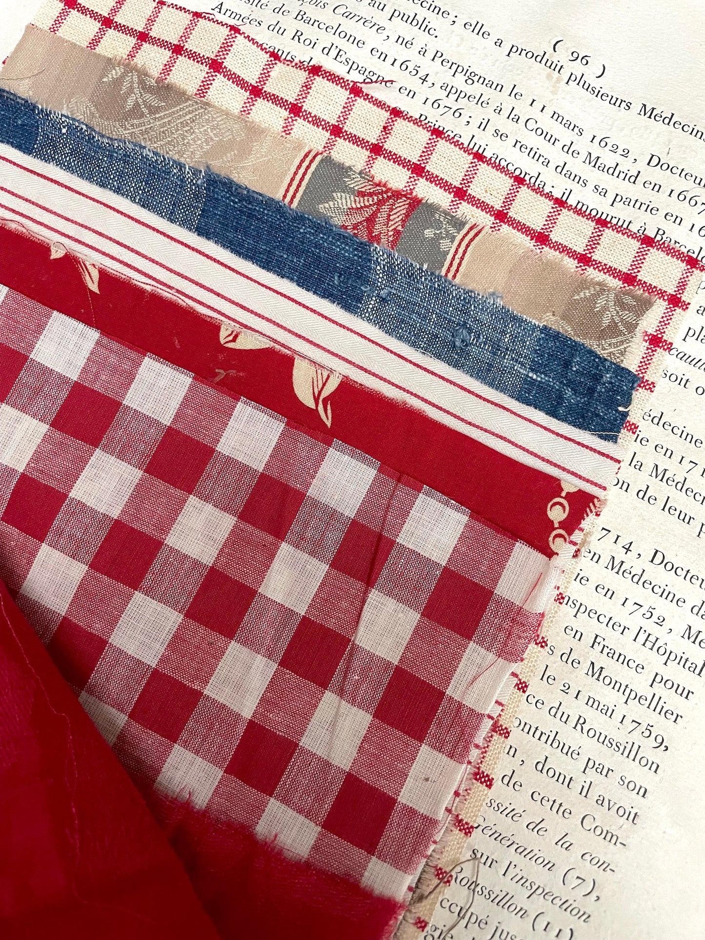 Antique French Red & Blue Fabric Pack