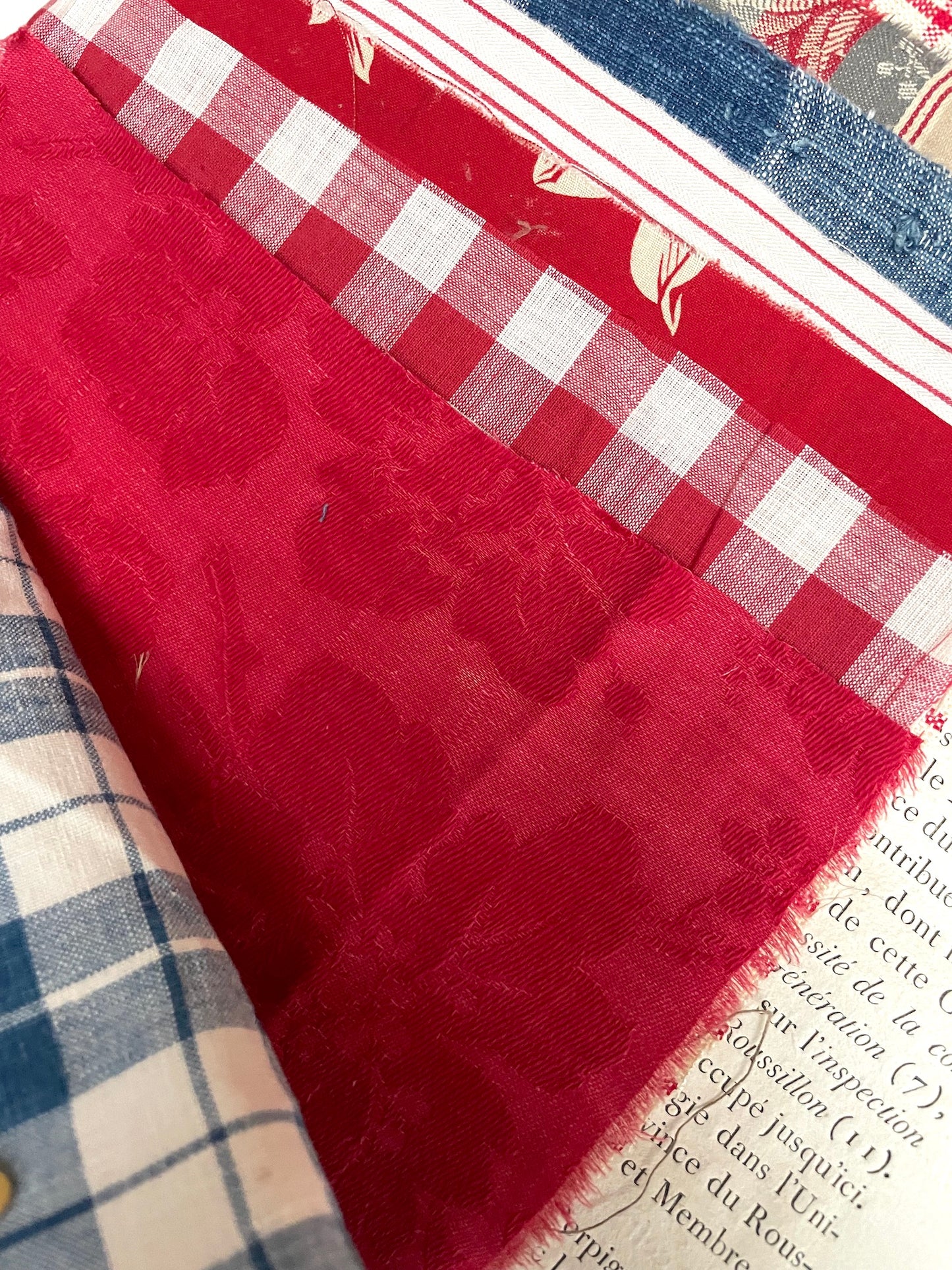 Antique French Red & Blue Fabric Pack