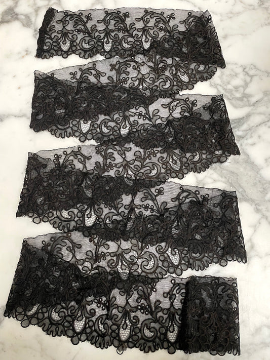 Antique French Black & Brown Lace Piece