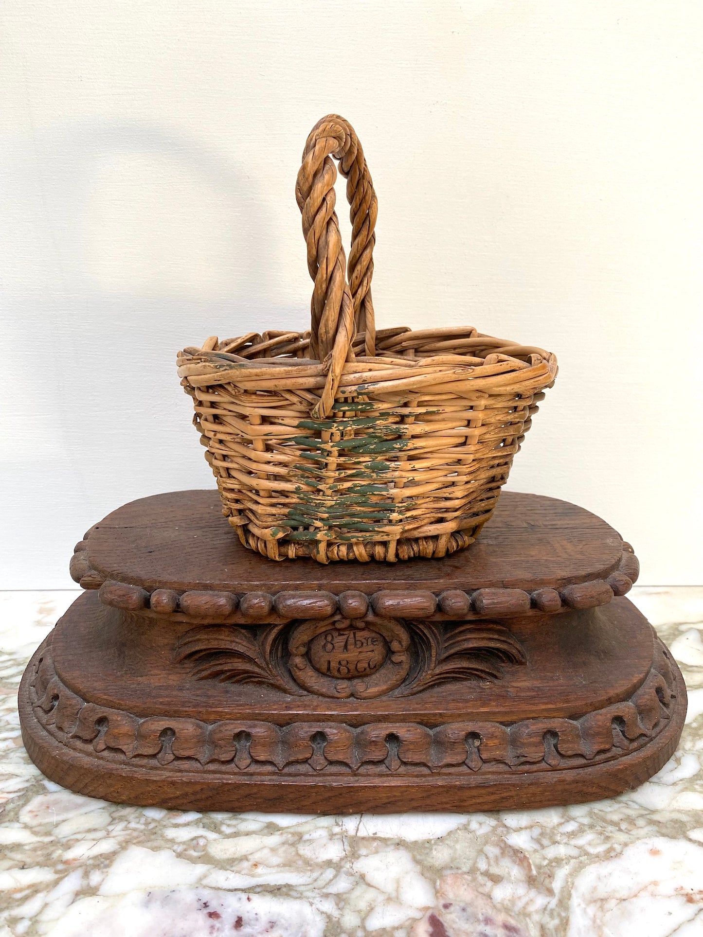 Antique French Petite Woven Cane Basket
