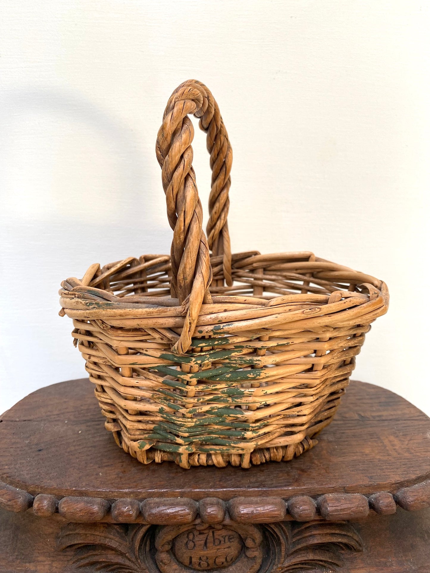 Antique French Petite Woven Cane Basket