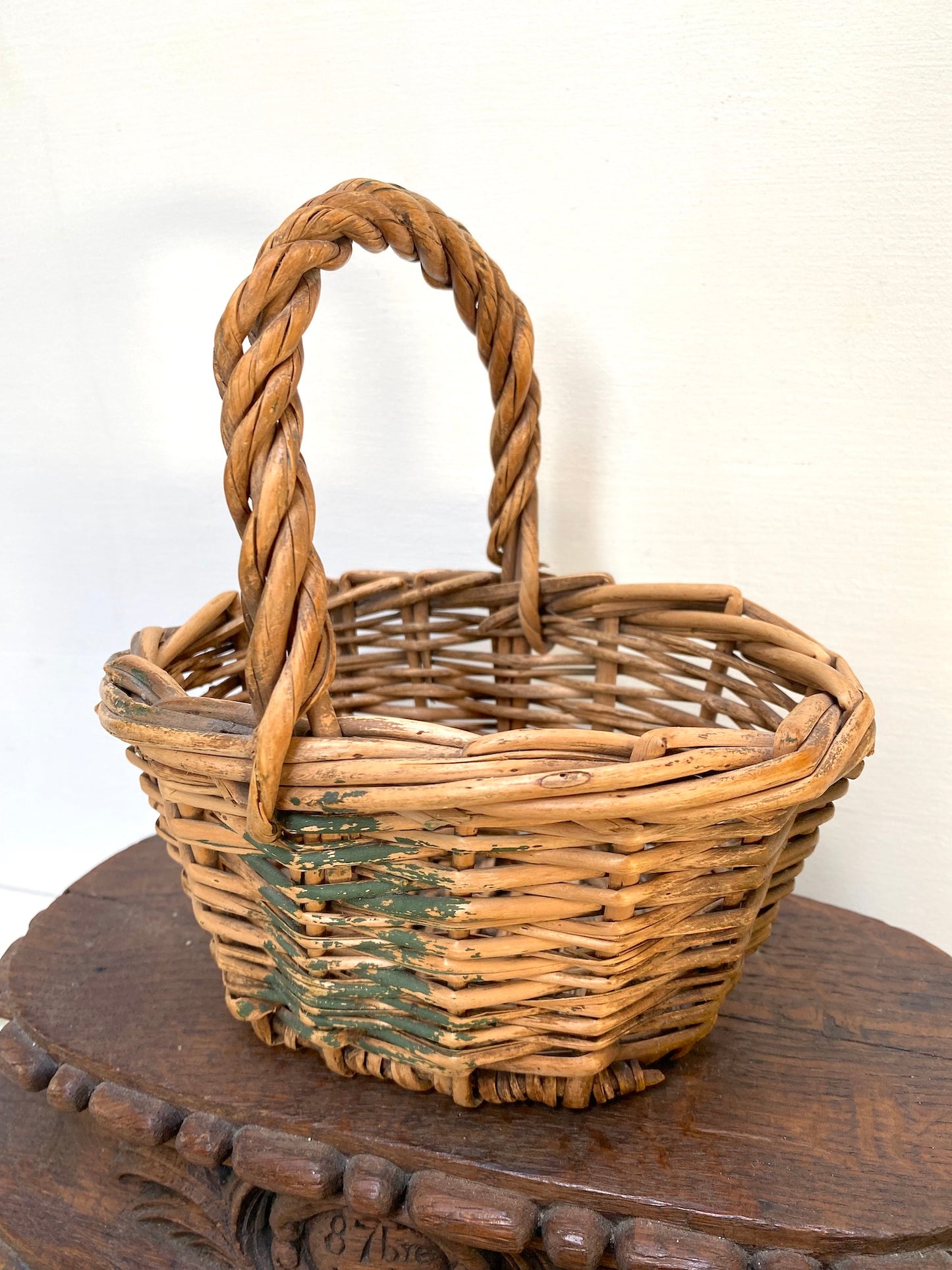 Antique French Petite Woven Cane Basket