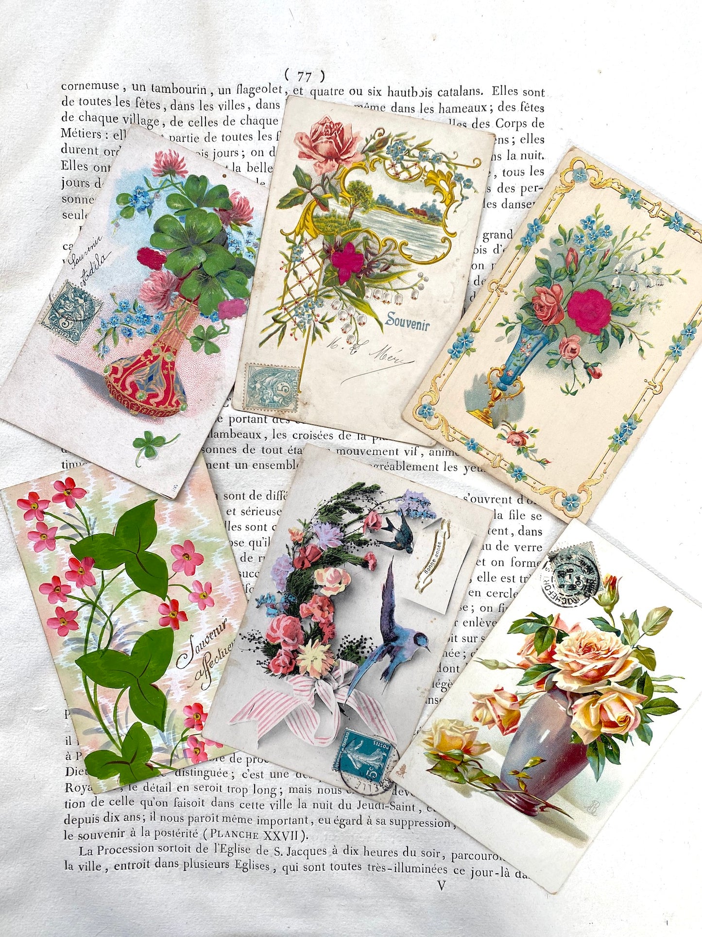 Antique French Postcards - Set 1 - Floral