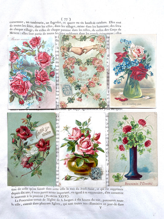 Antique French Postcards - Set 2 - Floral Friendship