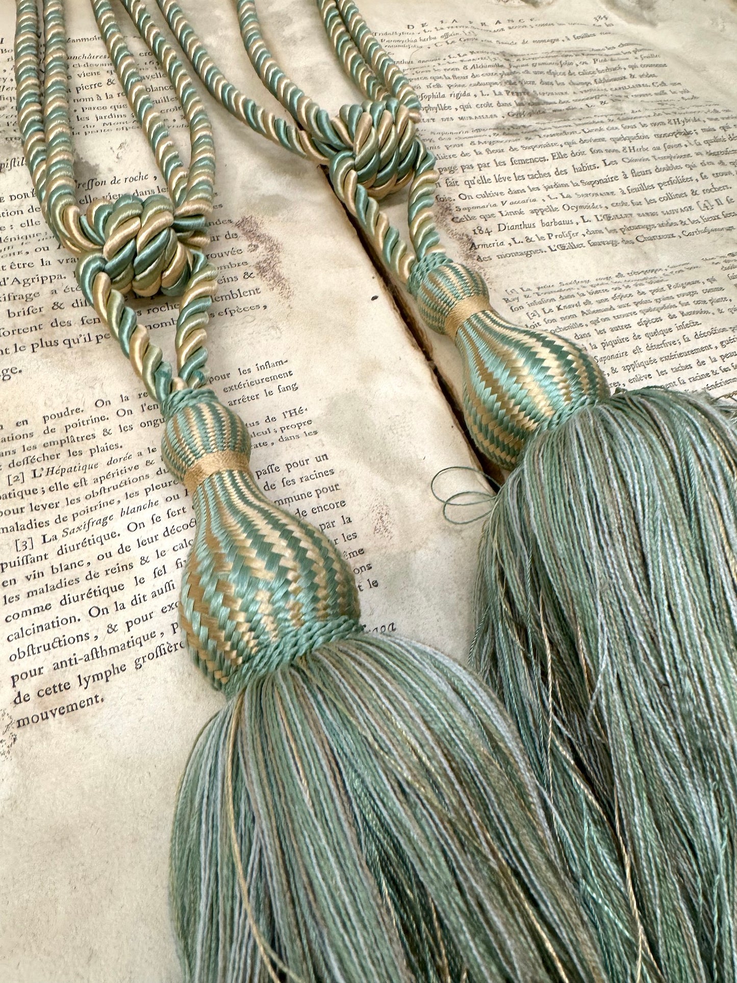 Antique French Silk Tassels - Extra Large Green