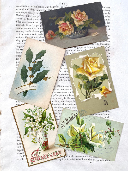 Antique French Postcards - Set 13 - Floral