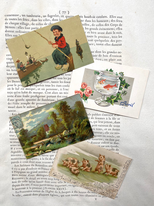 Antique French Postcards - Set 20 - 'joie de vivre'