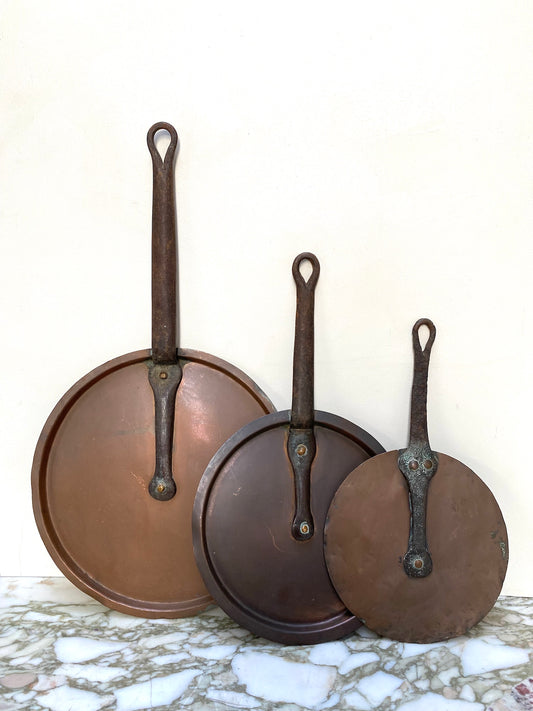 Antique French Round Copper Pot Lids