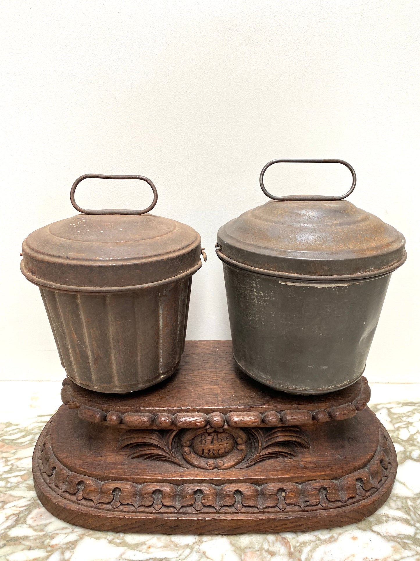 Vintage French Pair of Tin Pudding Moulds