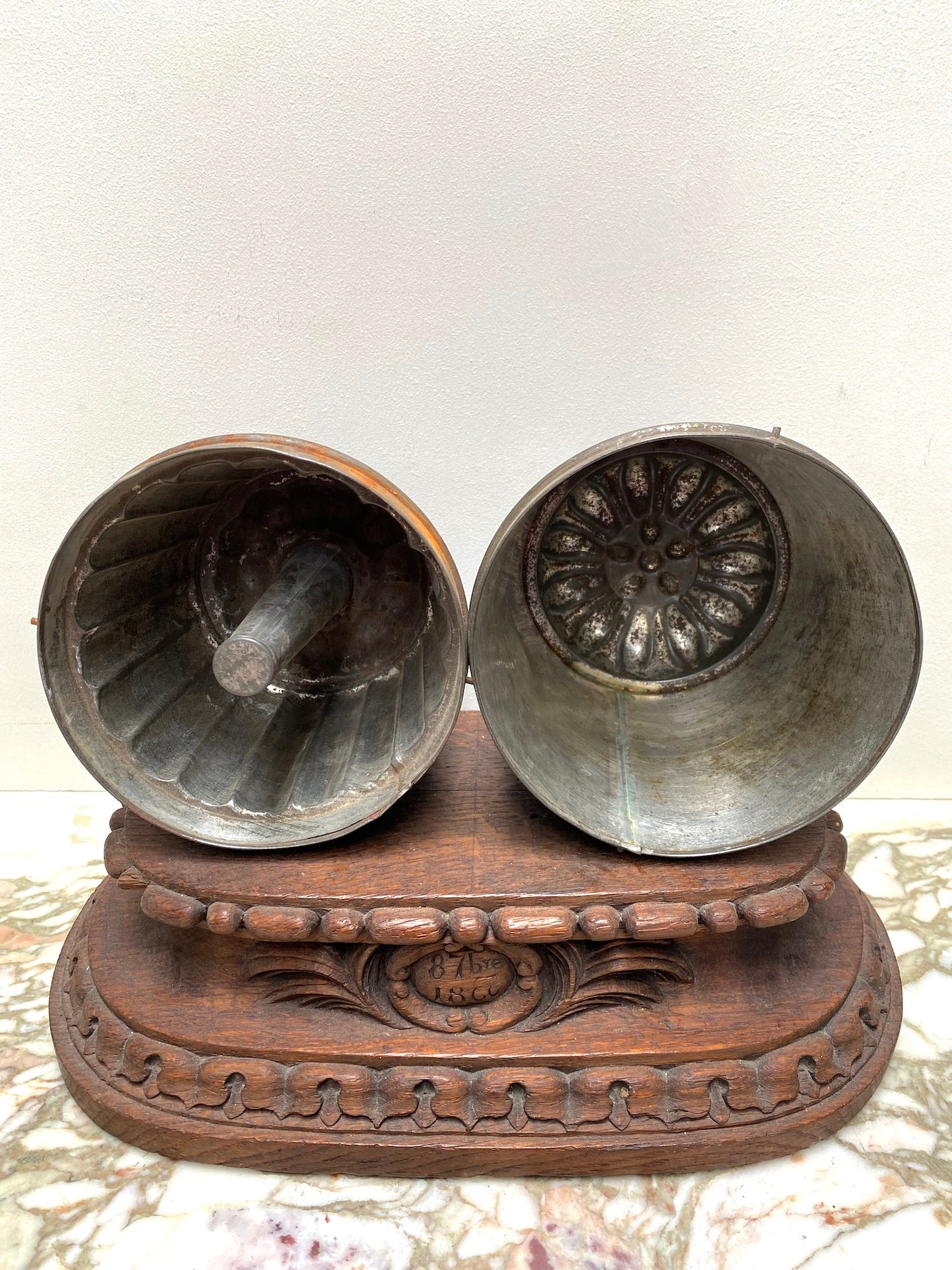 Vintage French Pair of Tin Pudding Moulds