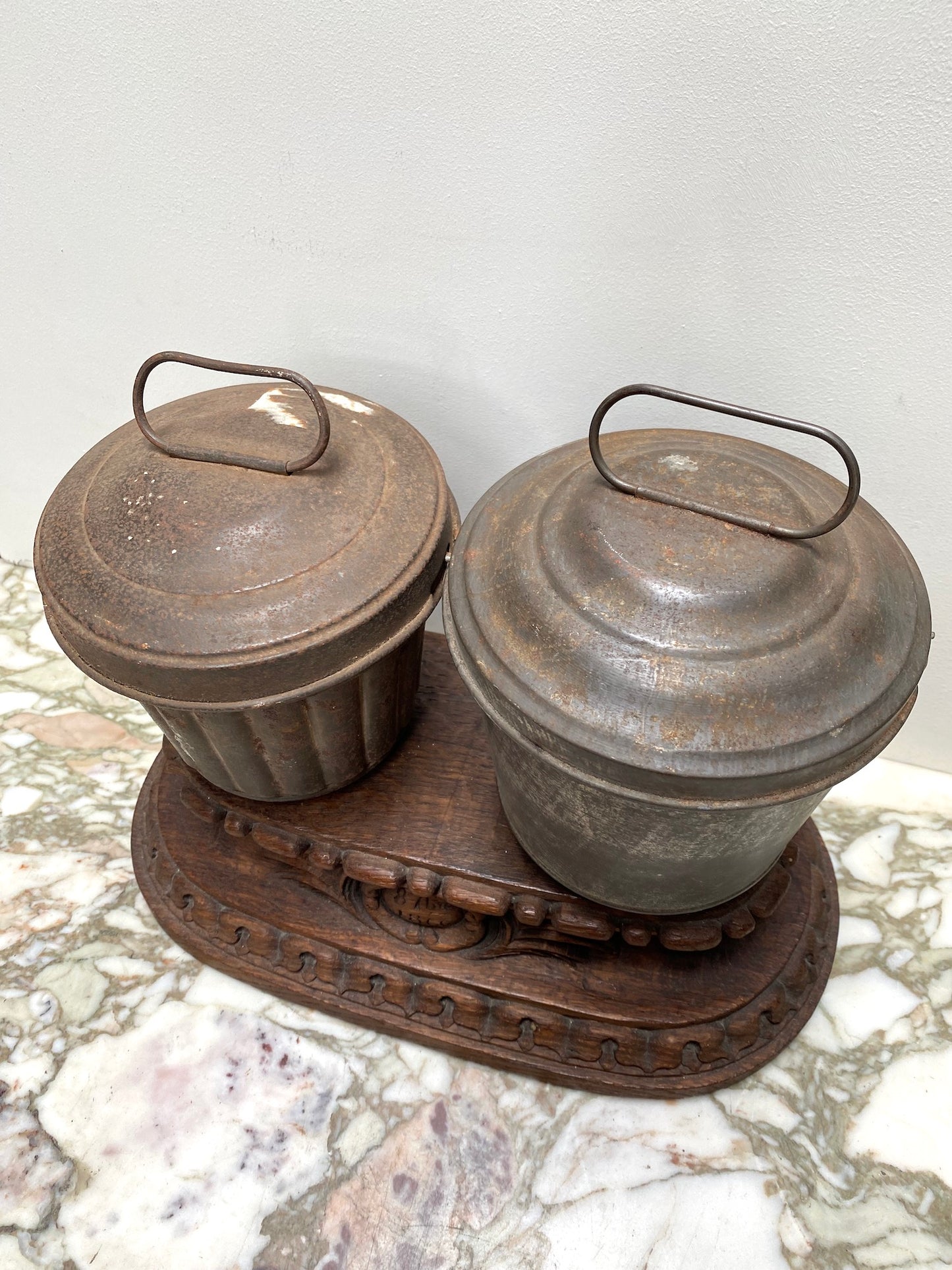 Vintage French Pair of Tin Pudding Moulds