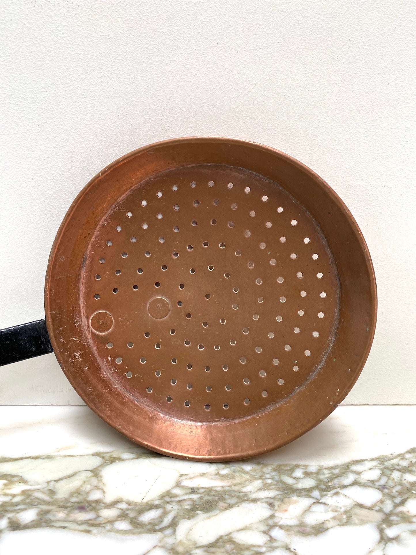 Antique French Grande Copper Perforated Cooking Spoon