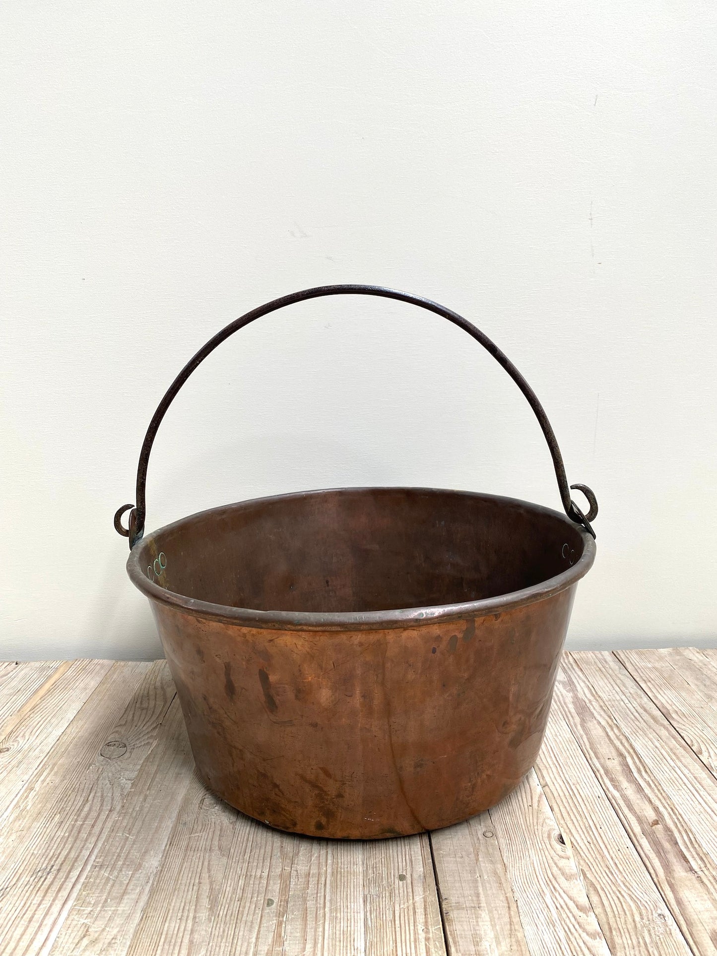 Antique French Extra Large Copper Jam Pot with Handle