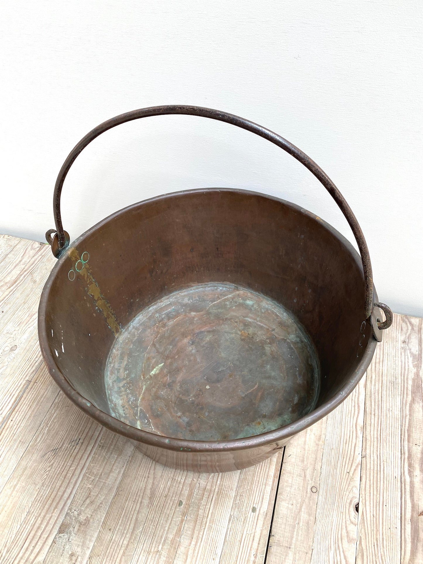 Antique French Extra Large Copper Jam Pot with Handle