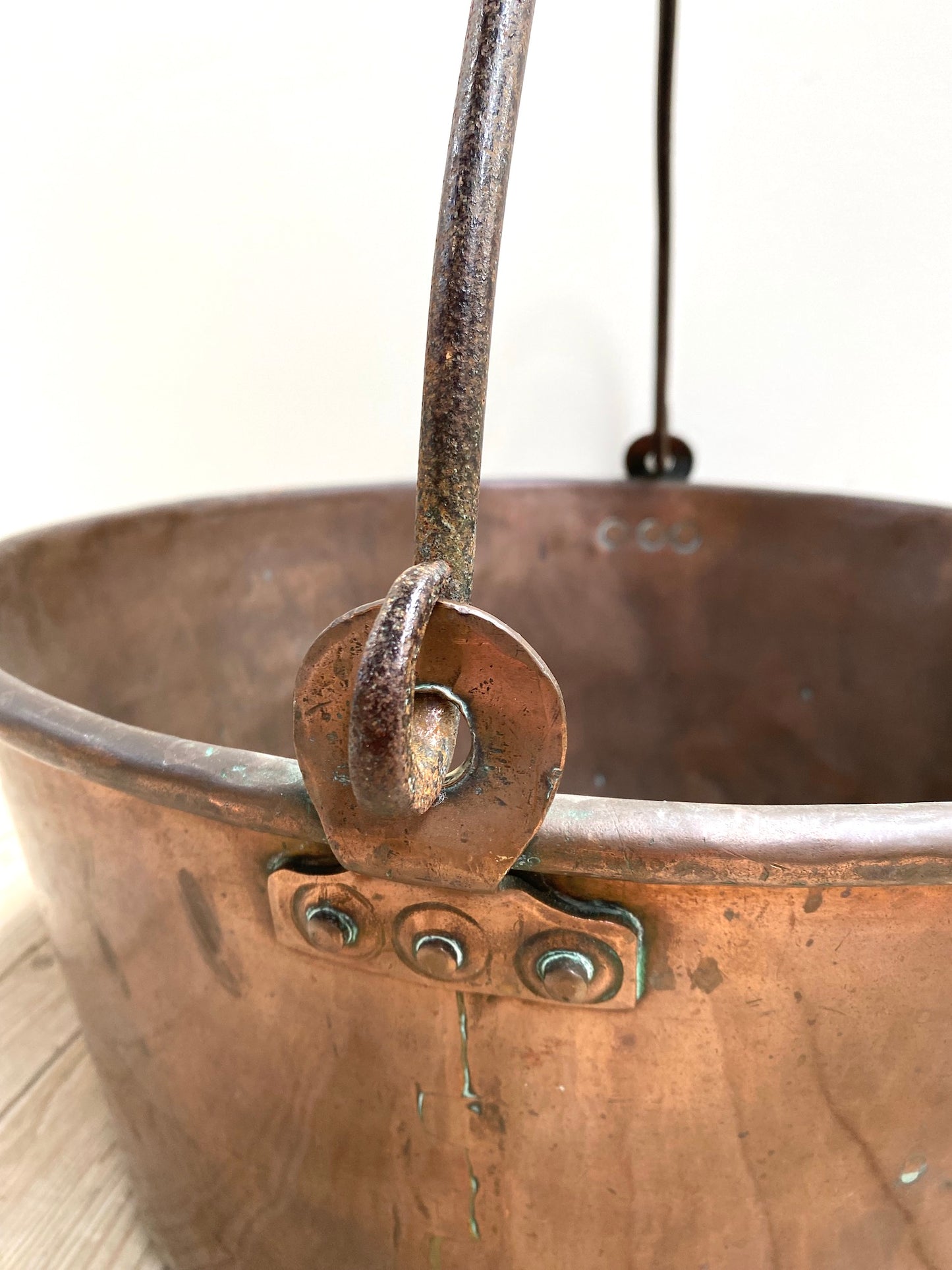 Antique French Extra Large Copper Jam Pot with Handle