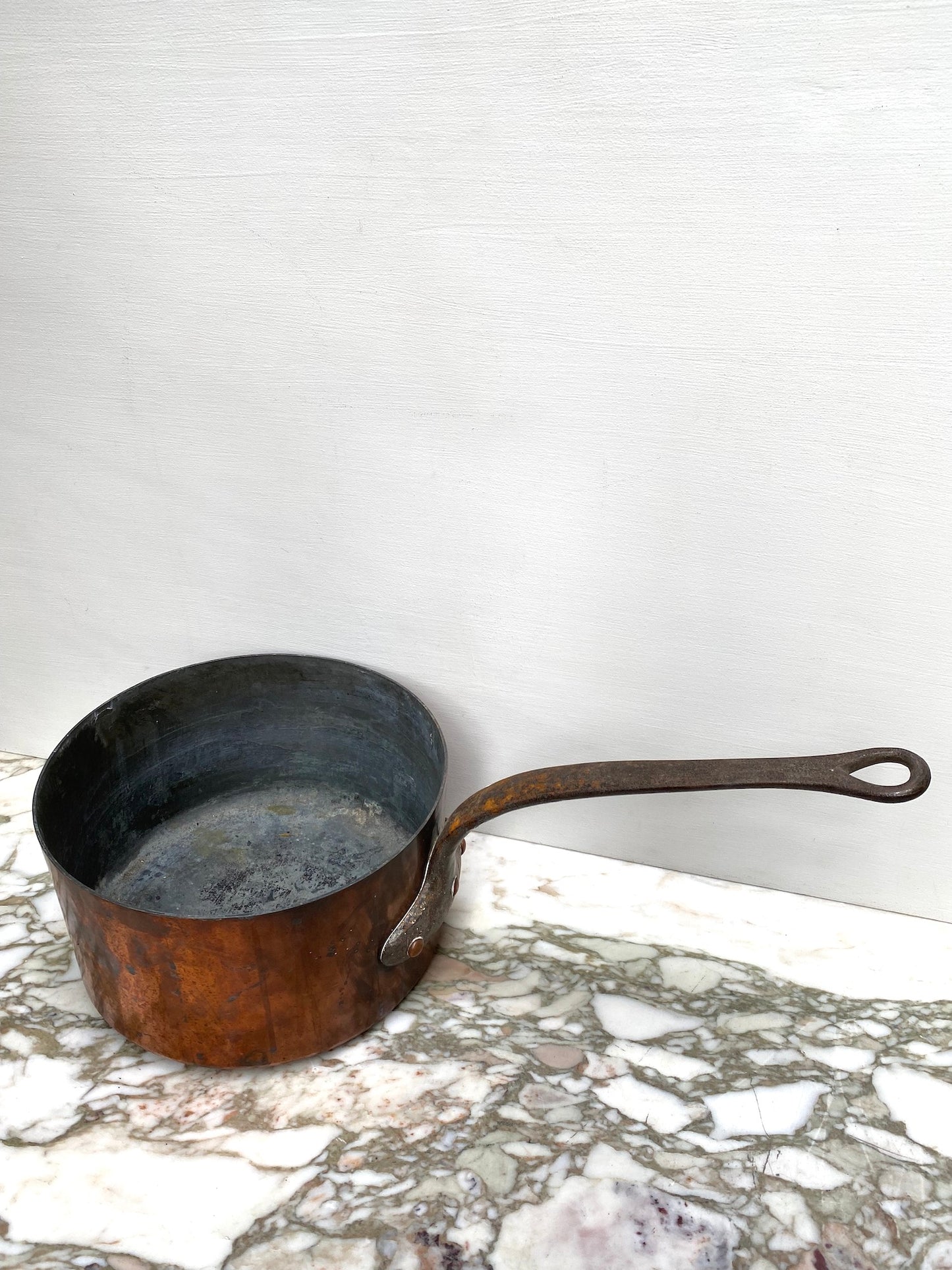 Antique French 'E. Dehllerin' Set of 3 Copper Saucepans