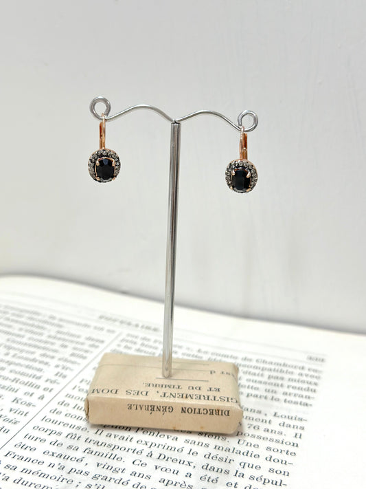 Italian Small Onyx Oval Earrings