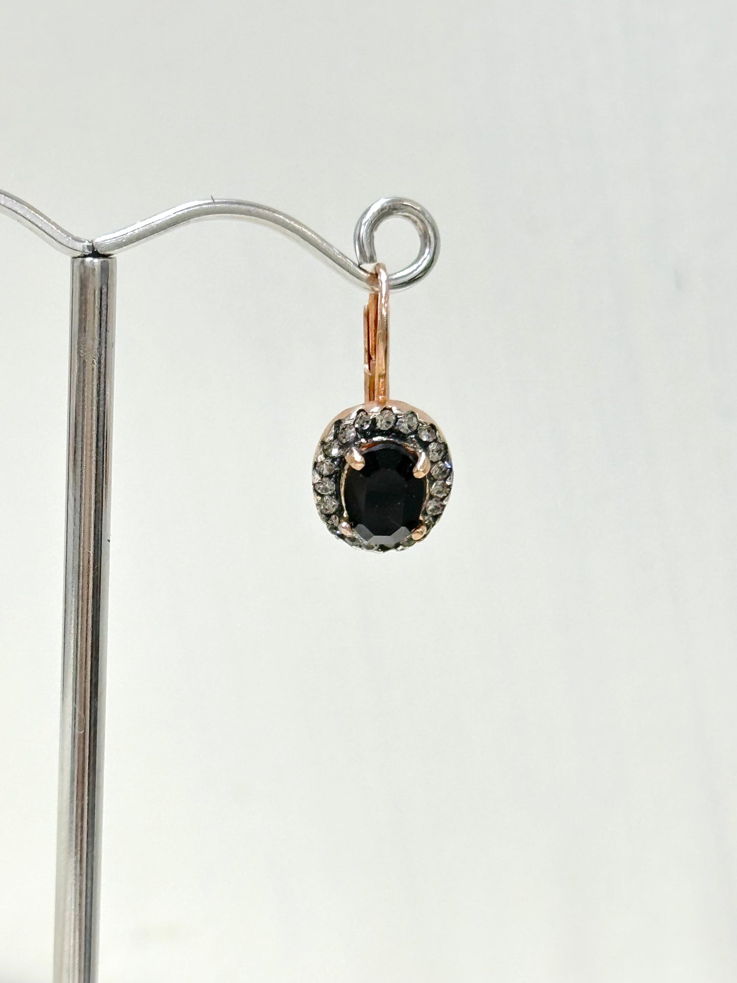 Italian Small Onyx Oval Earrings