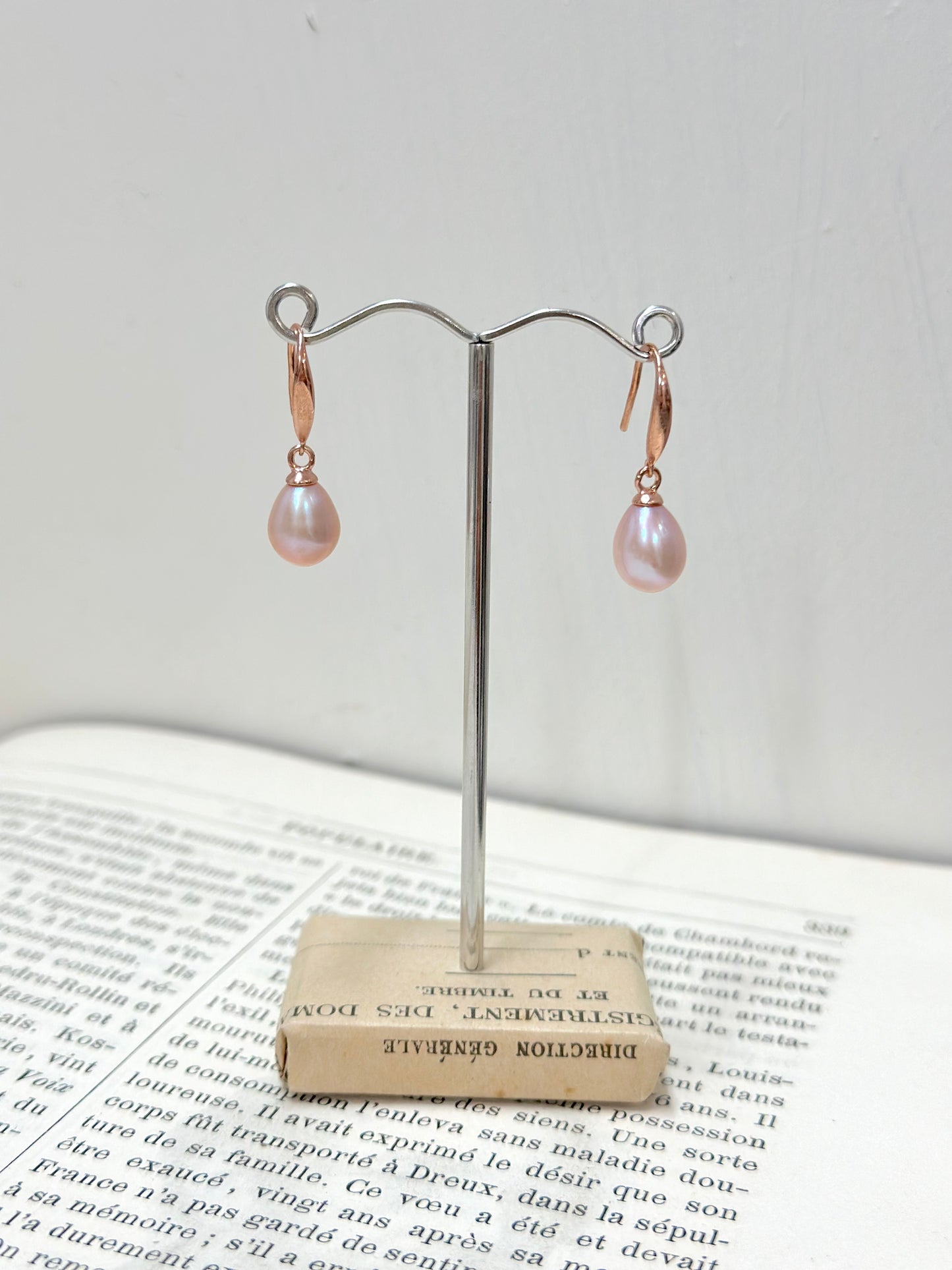 Italian Pink Pearl Drop Earrings