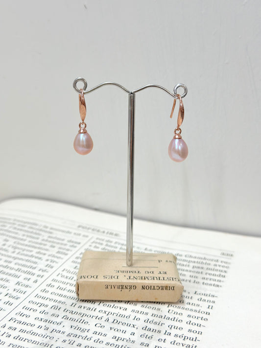 Italian Pink Pearl Drop Earrings