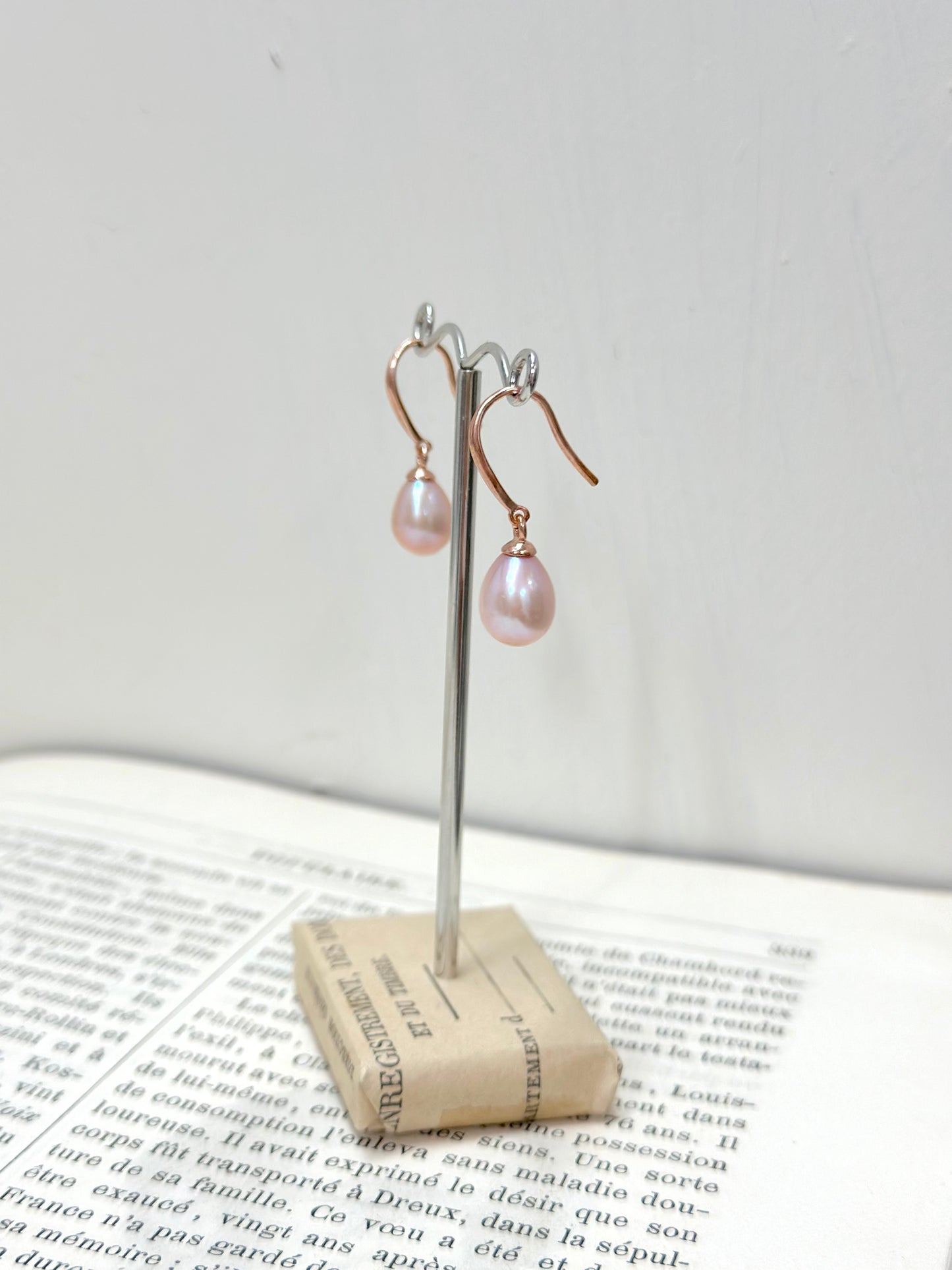 Italian Pink Pearl Drop Earrings