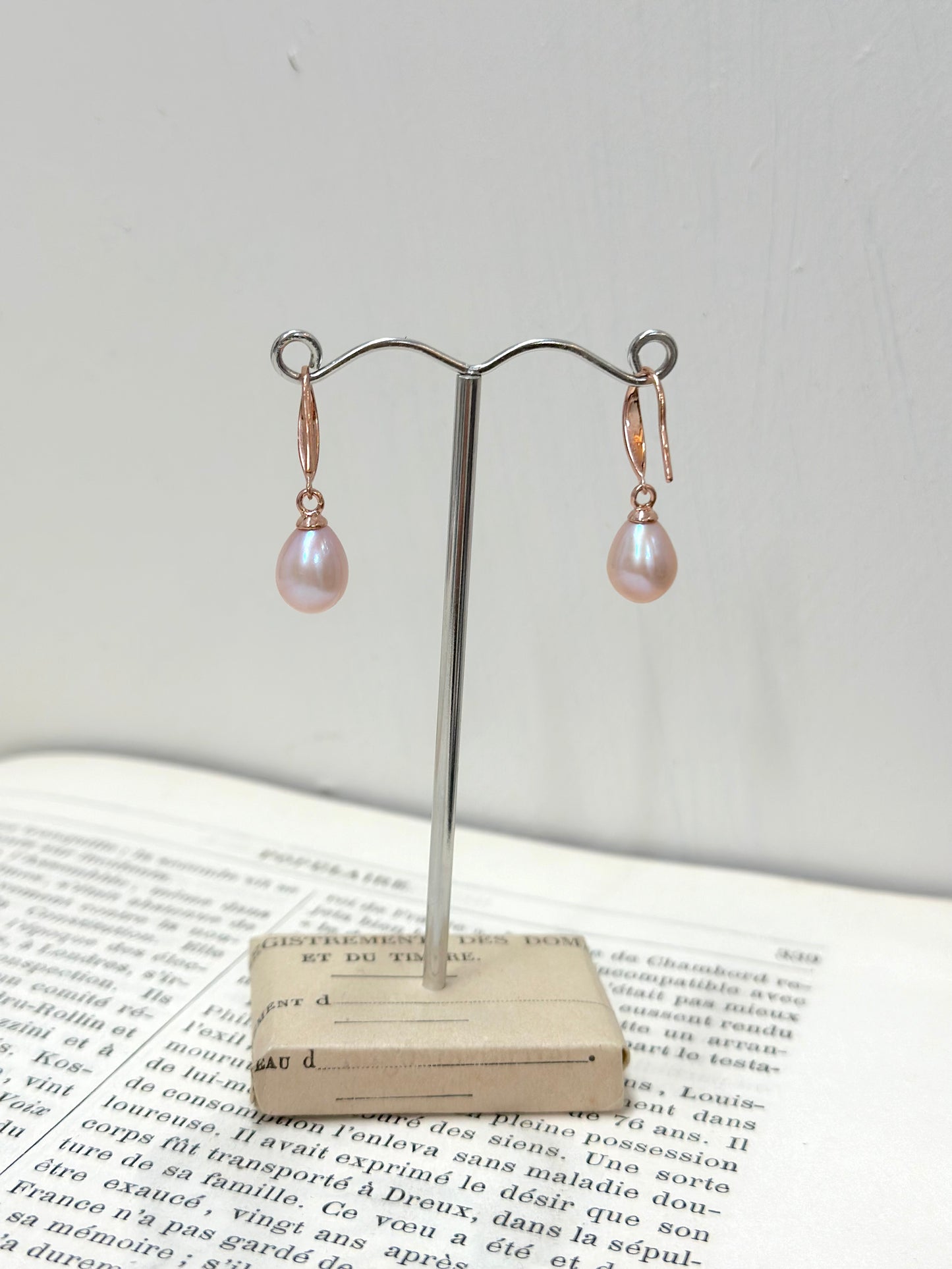 Italian Pink Pearl Drop Earrings