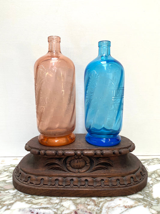 Antique French Etched Glass Soda Siphon Bottles