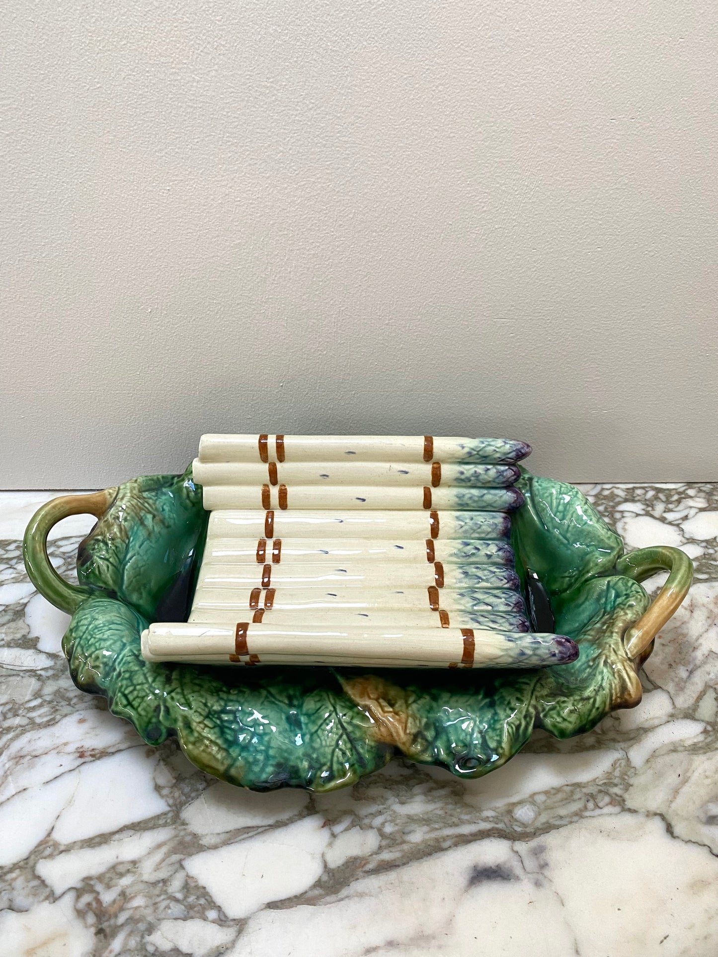 Antique French Majolica Asparagus Platter II