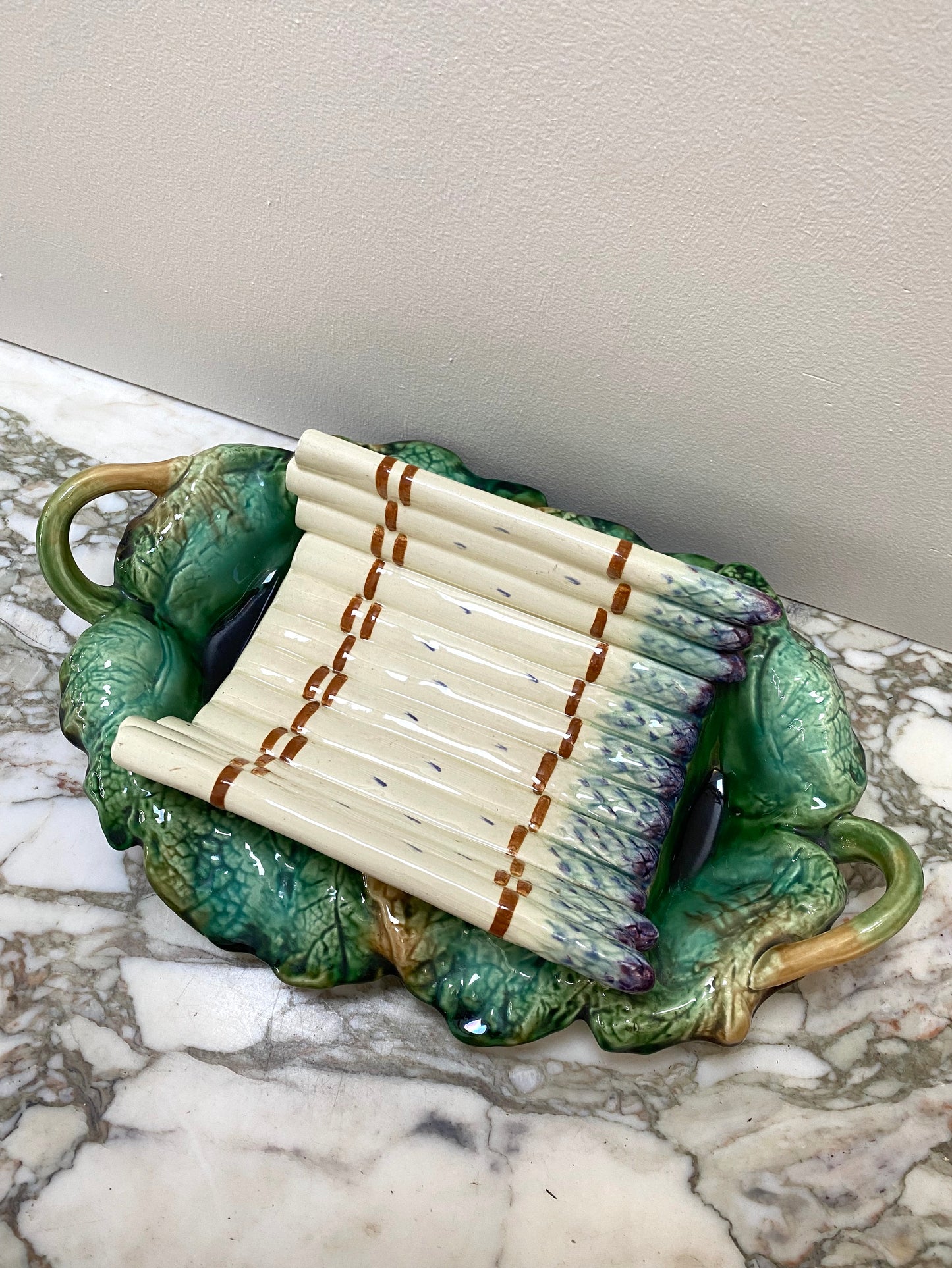 Antique French Majolica Asparagus Platter II