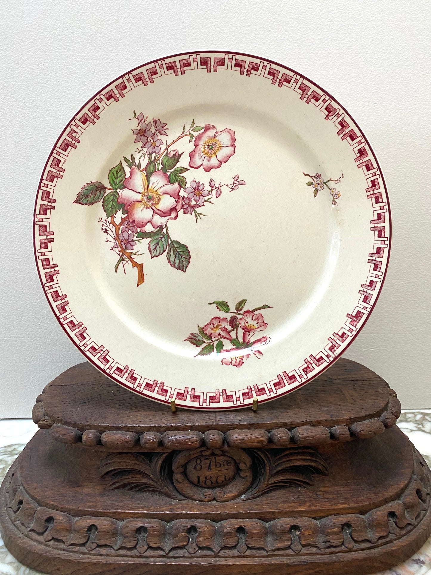 Antique French 'Jinnee' Sarregumines Round Floral Plate