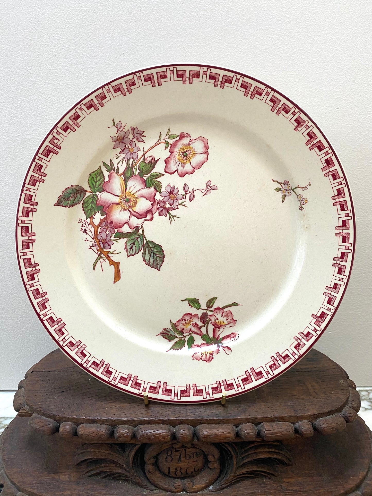 Antique French 'Jinnee' Sarregumines Round Floral Plate