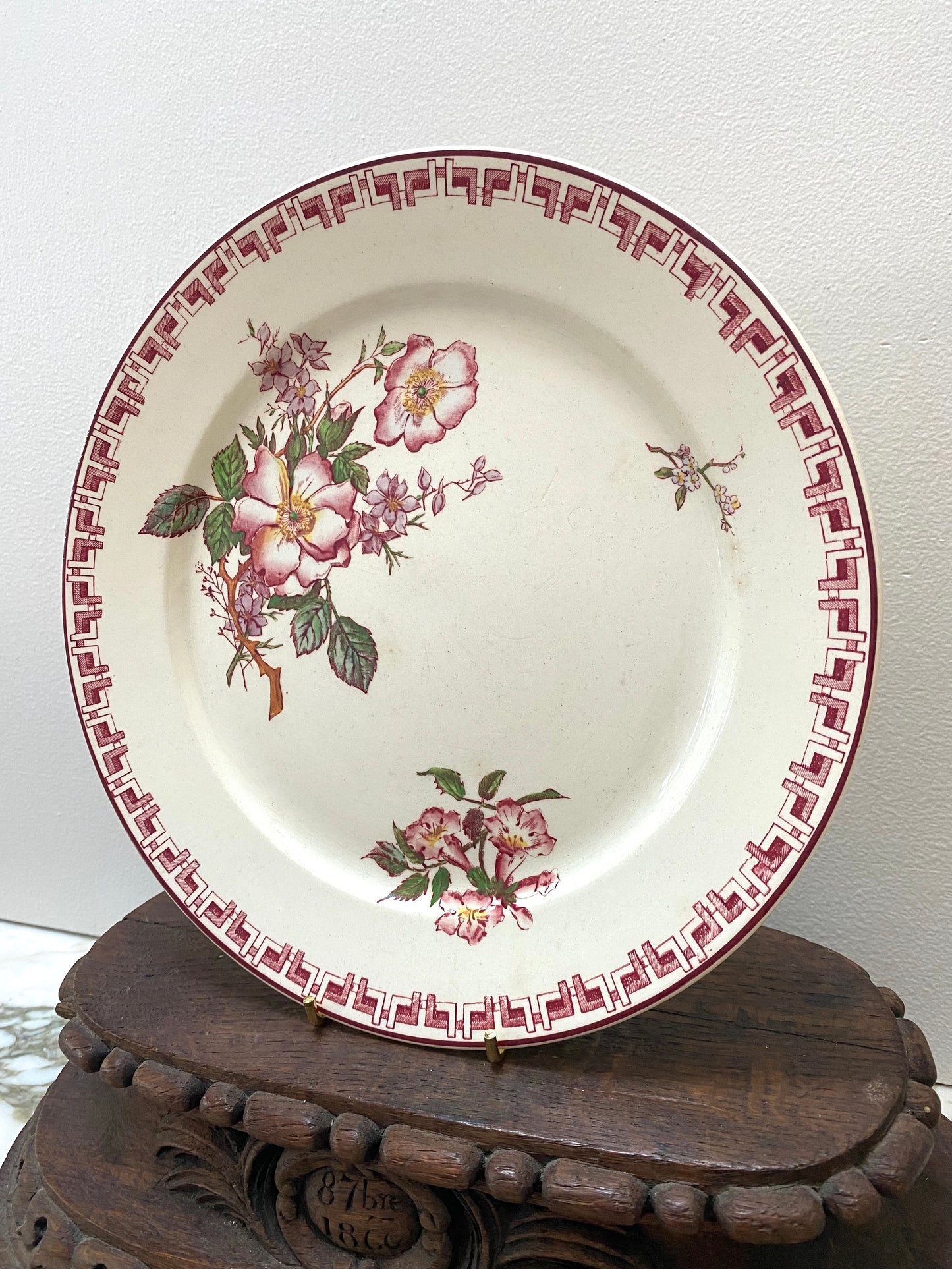 Antique French 'Jinnee' Sarregumines Round Floral Plate