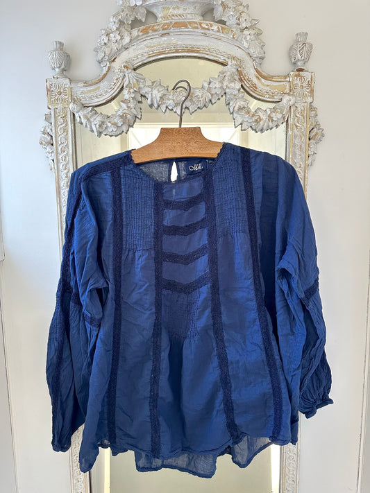 Metta Alice Blouse - Navy Cotton Lace