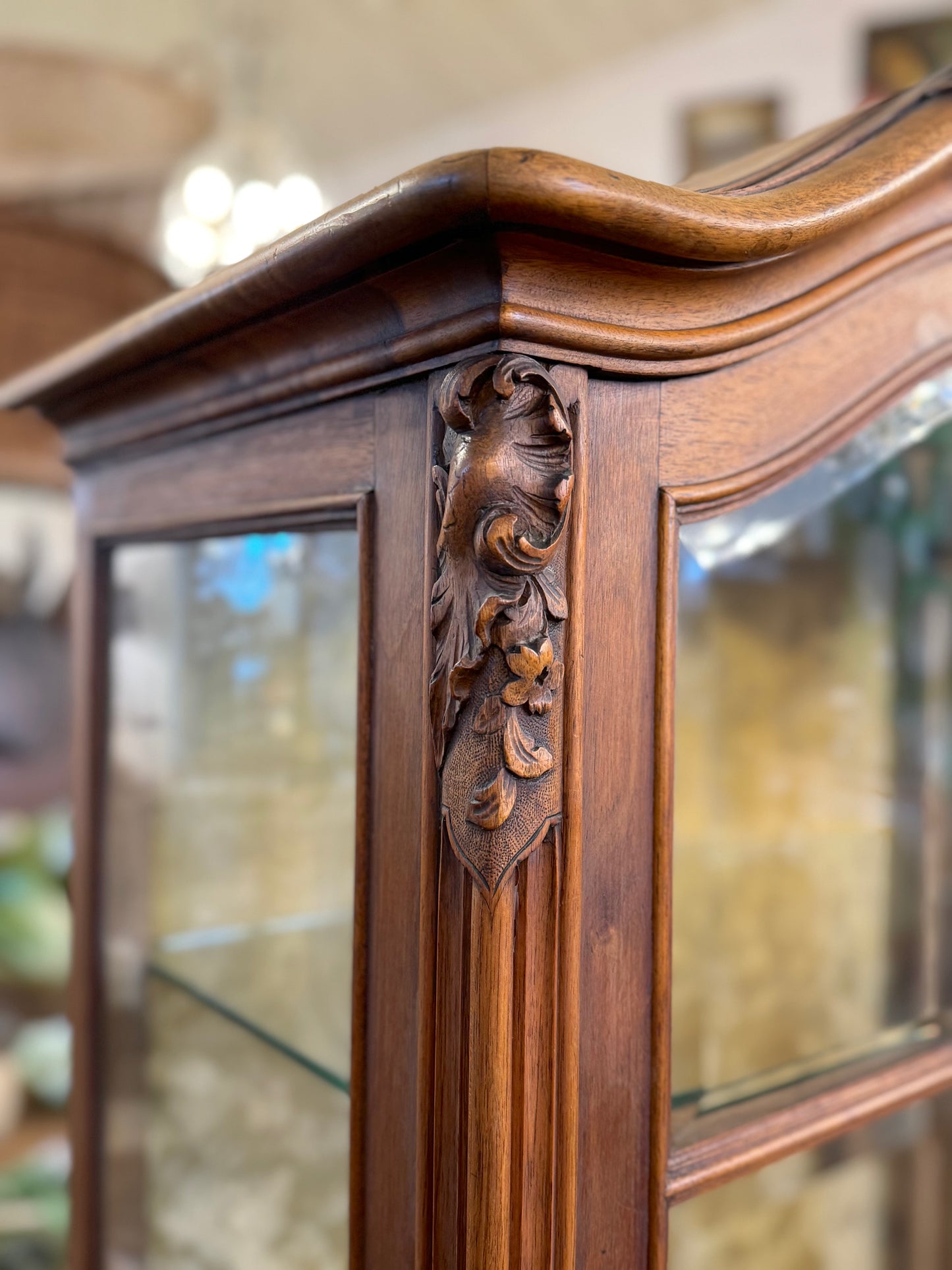 Antique French Walnut Louis XV Style Vitrine