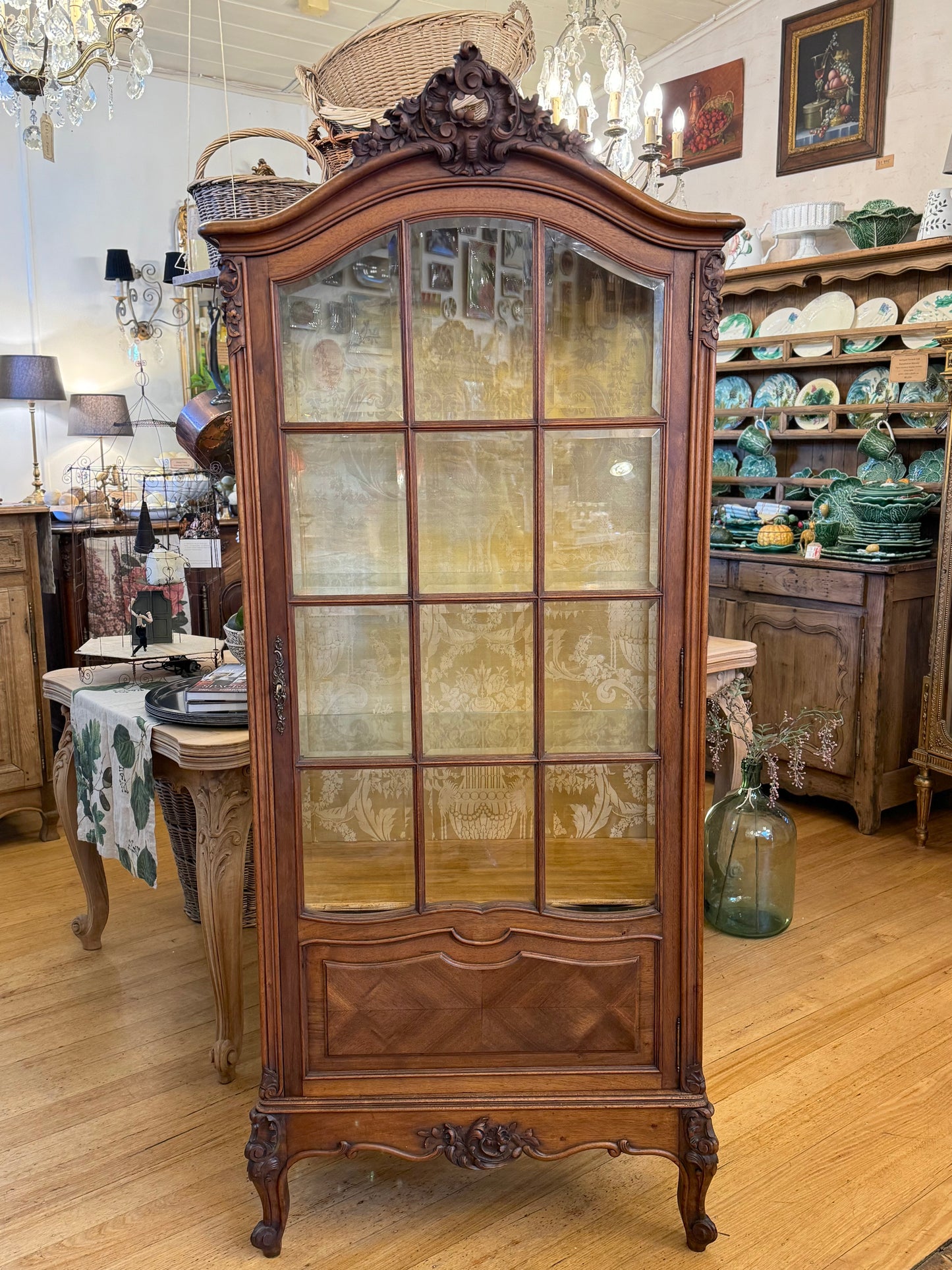 Antique French Walnut Louis XV Style Vitrine