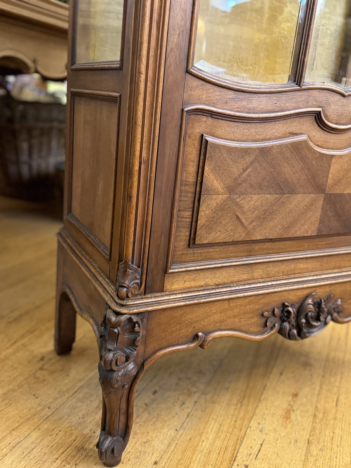 Antique French Walnut Louis XV Style Vitrine