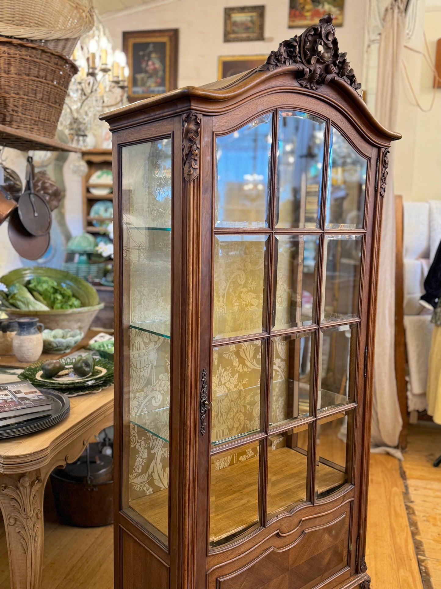 Antique French Walnut Louis XV Style Vitrine