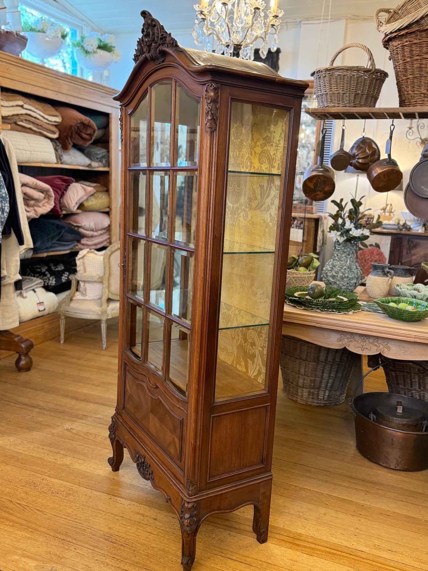 Antique French Walnut Louis XV Style Vitrine