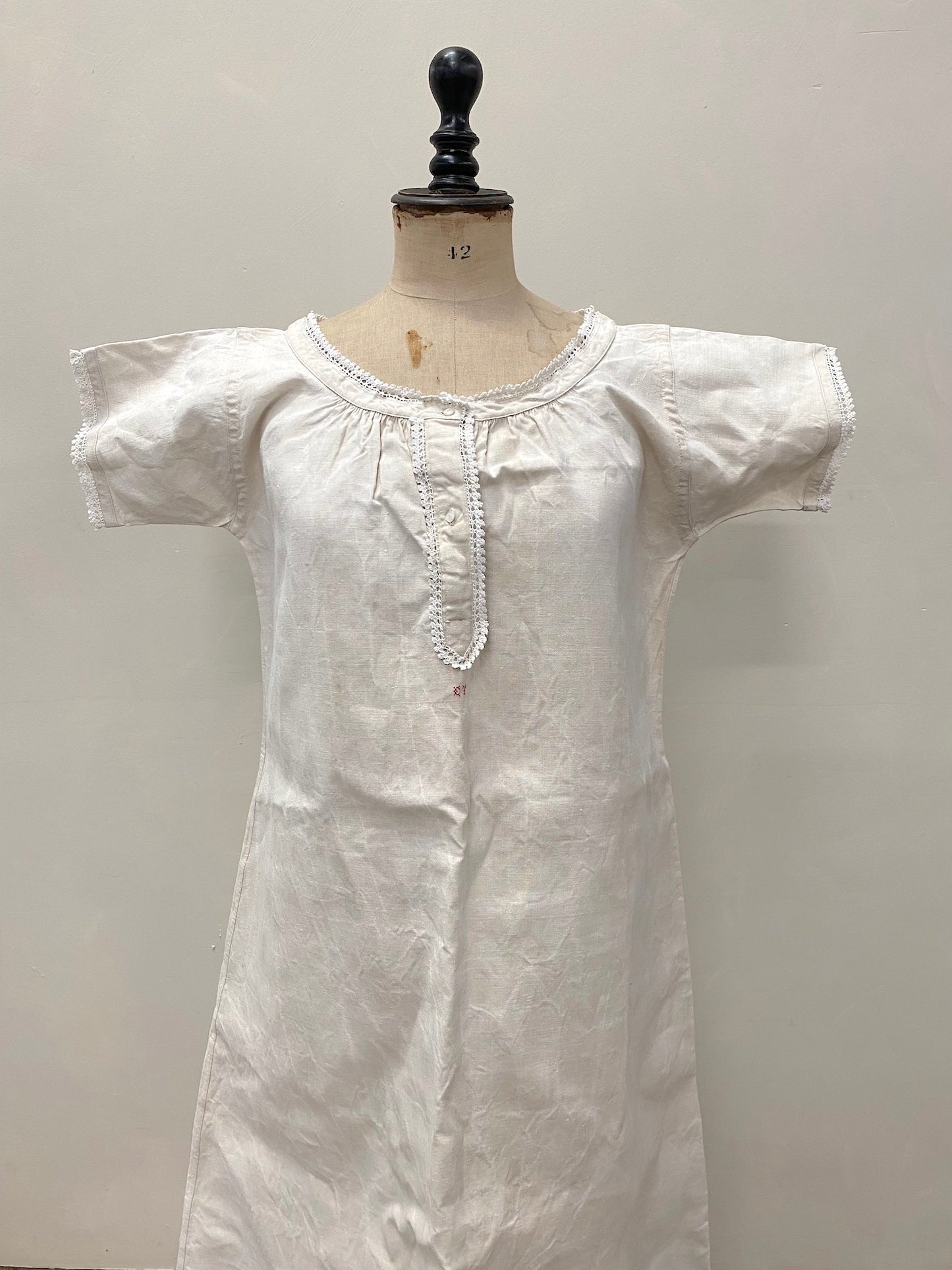 Antique French Linen Convent Nightie 'CT'