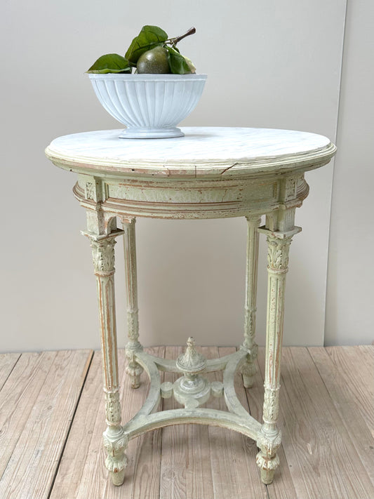 Antique French Louis XVI Round Marble Top Table