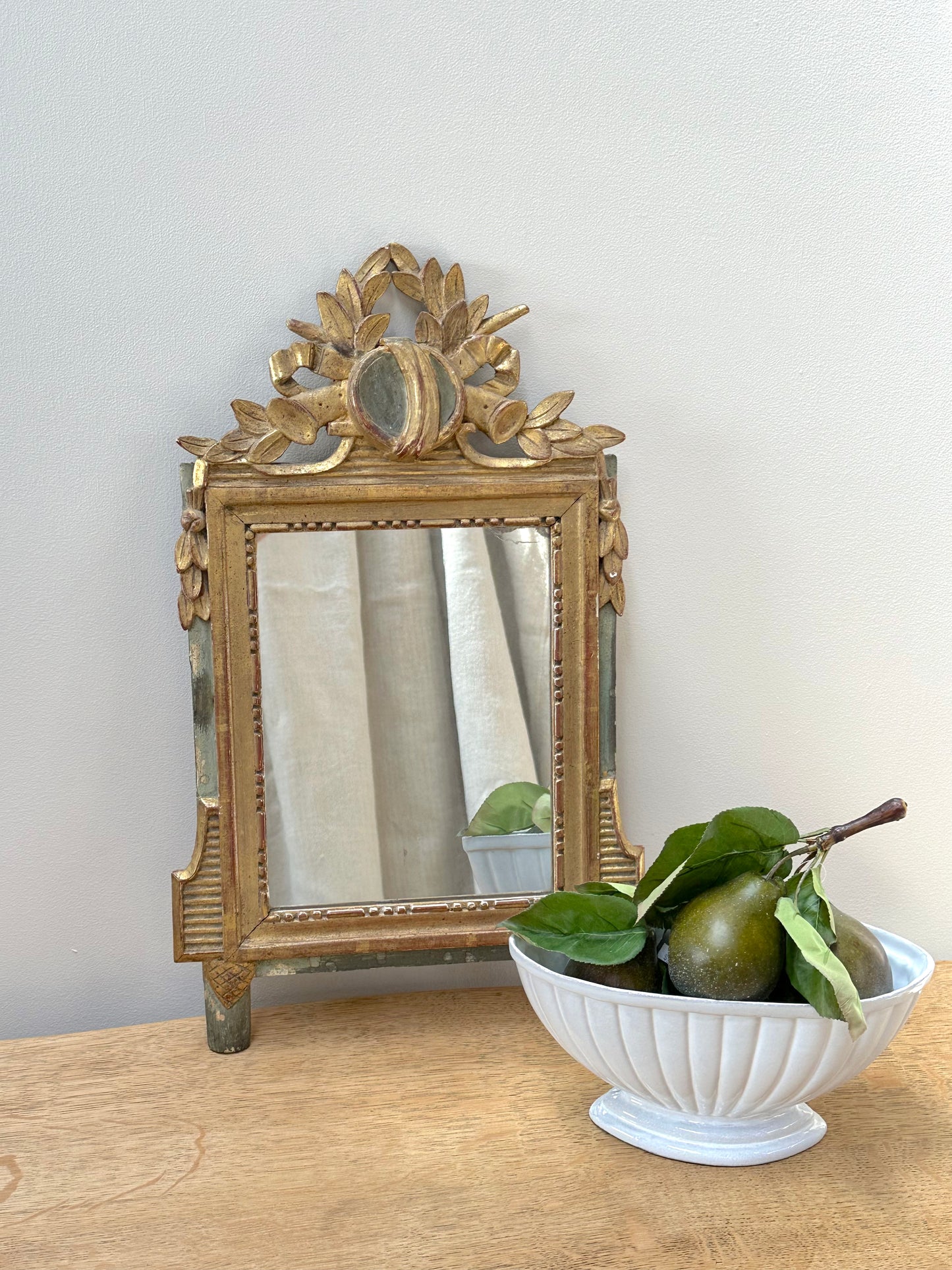 Antique French Music & Laurel Gold Gilt Petite Mirror