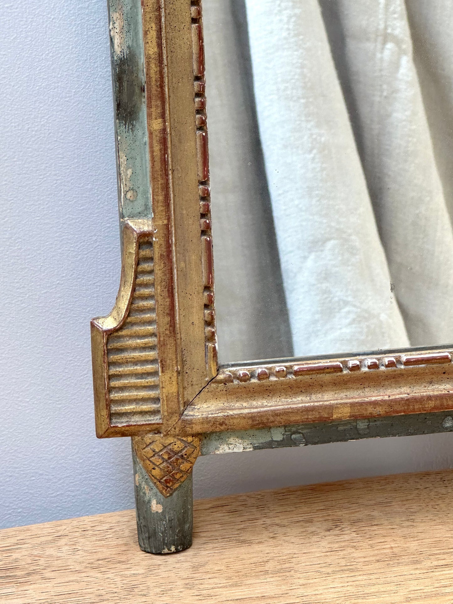 Antique French Music & Laurel Gold Gilt Petite Mirror