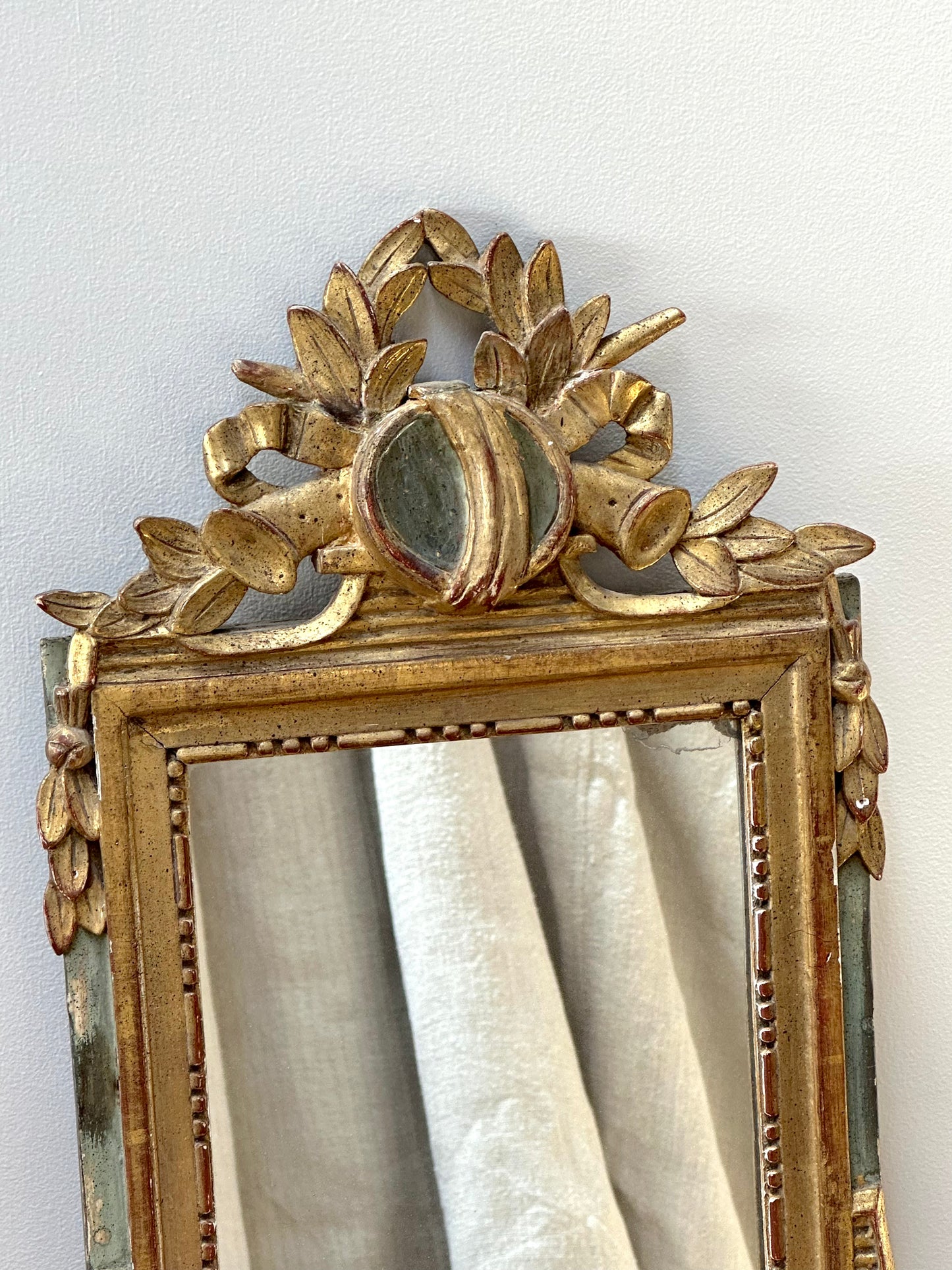 Antique French Music & Laurel Gold Gilt Petite Mirror