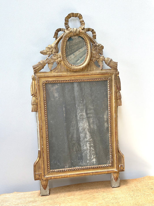 Antique French Parisian Street Gold Gilt Petite Mirror