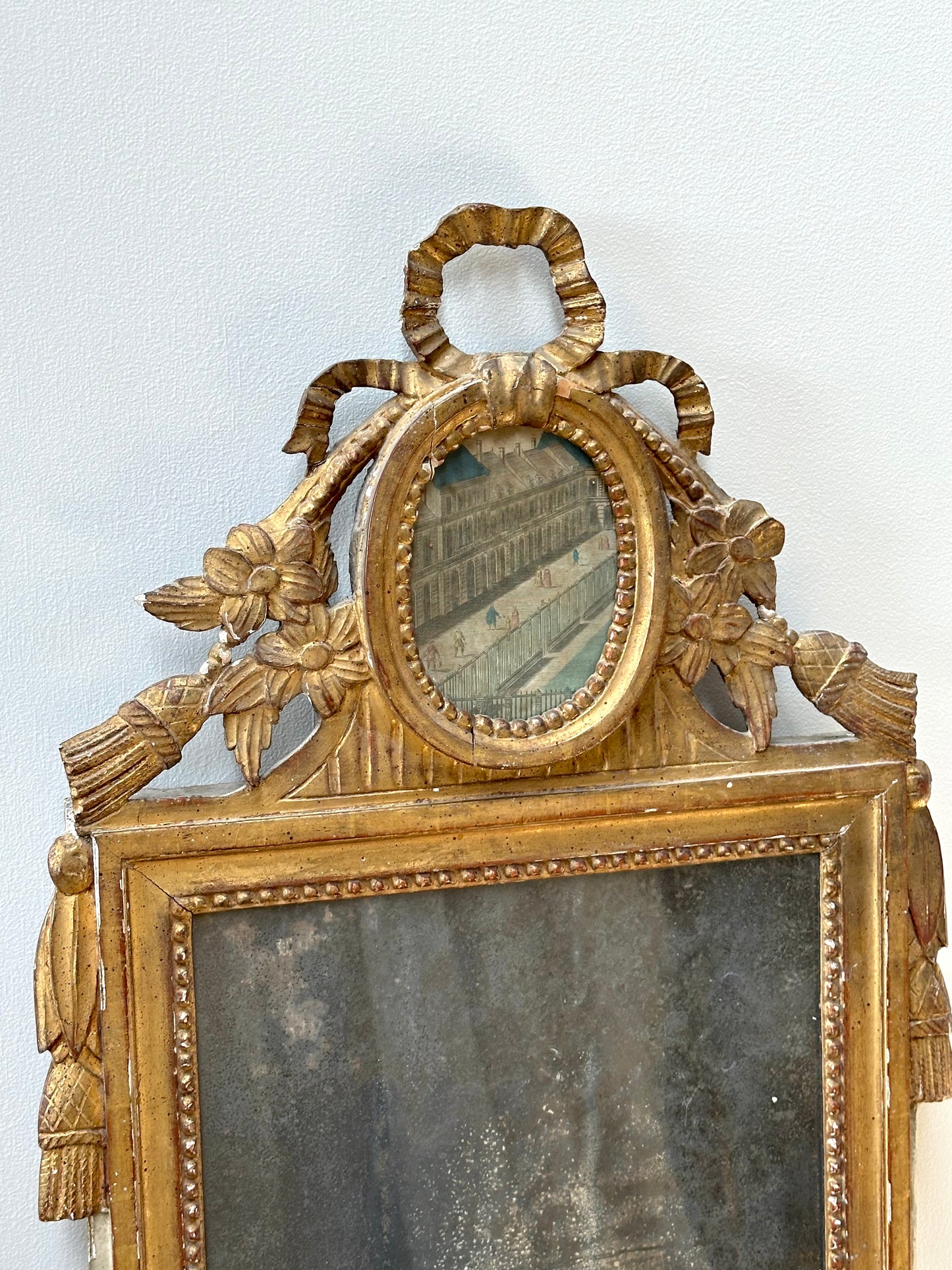 Antique French Parisian Street Gold Gilt Petite Mirror