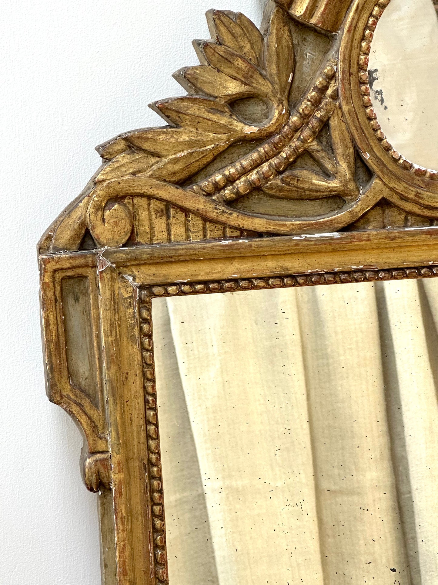 Antique French Ribbon Medallion Gold Gilt Mirror