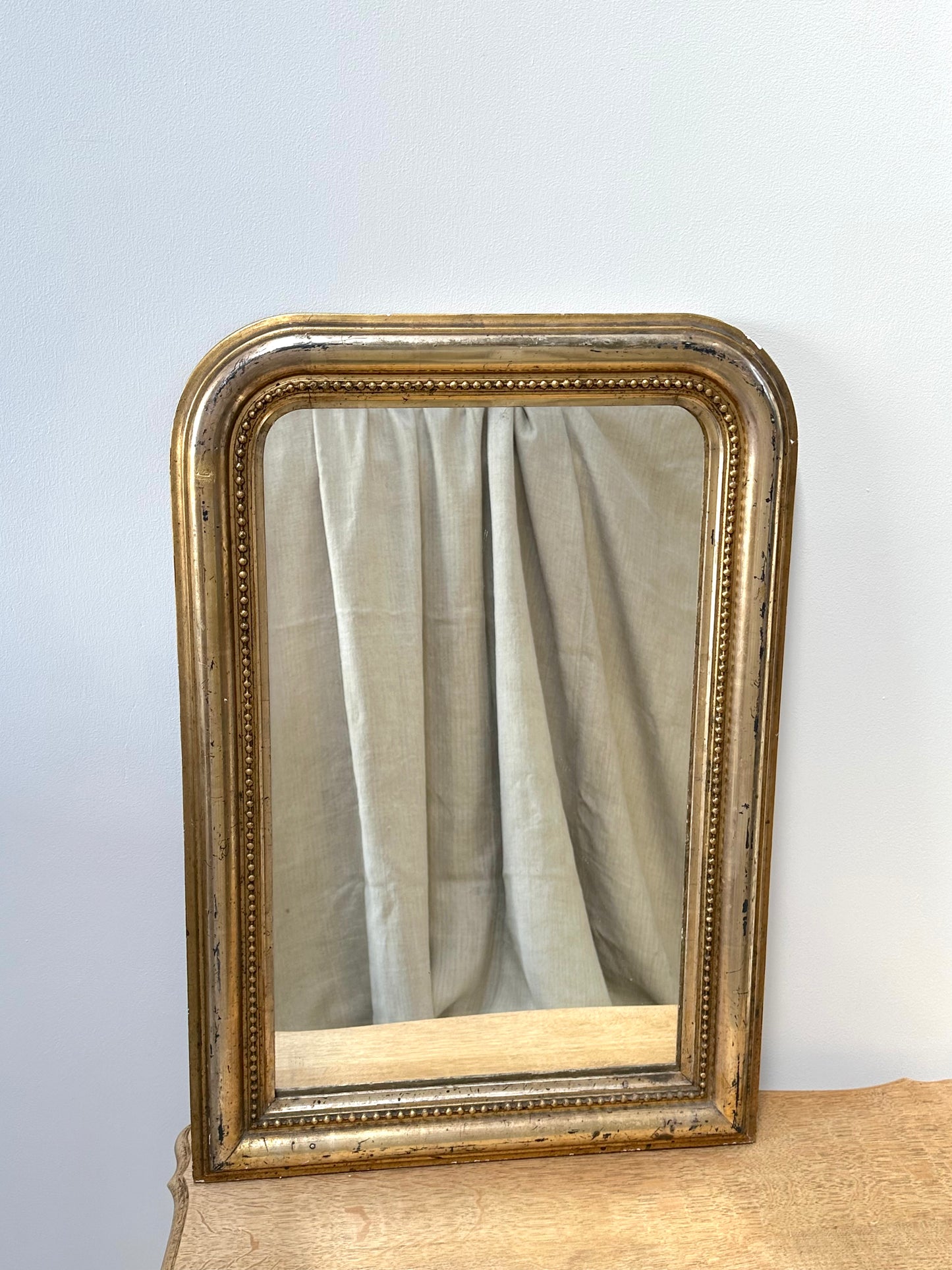 Antique French Petite Gold Gilt Over-Mantle Mirror